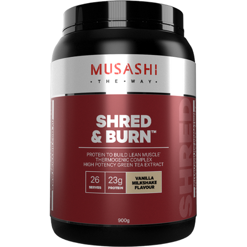 Musashi SHRED & BURN Vanilla Milkshake Flavour Powder 900ml Musashi SHRED & BURN Vanilla Milkshake Flavour Powder 900ml