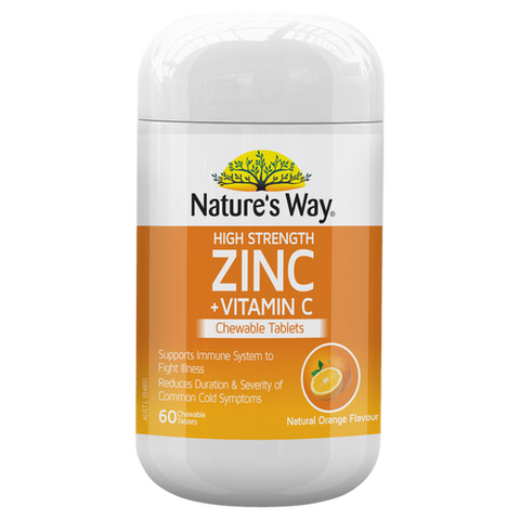 Nature's Way Nature's Way High Strength Zinc + Vitamin C Chewable 60 Tablets Nature's Way Nature's Way High Strength Zinc + Vitamin C Chewable 60 Tablets