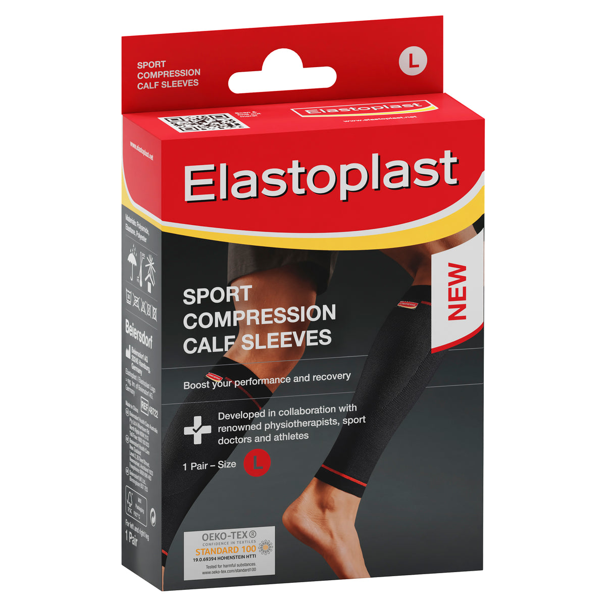 Elastoplast Sport Compression Calf Sleeves Large 1 Pair