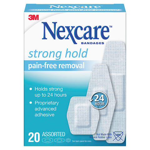 Nexcare Strong Hold Pain-Free Removal Strips Assorted 20 Pack