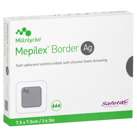 Mepilex Border Ag, 7.5x7.5cm (Box of 5 Dressings)