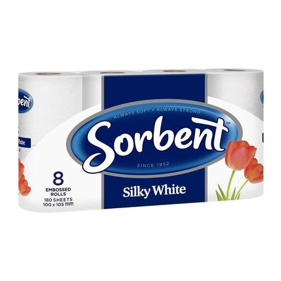 Sorbent Toilet Tissue Xthick White 2ply 180sheets 8PK