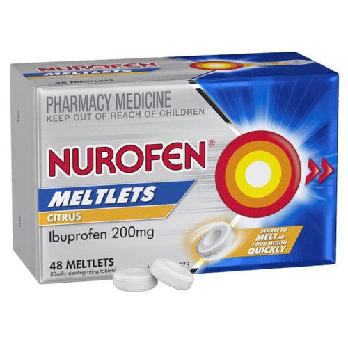Nurofen Meltlets Pain Relief Citrus 200mg Ibuprofen 48 Pack