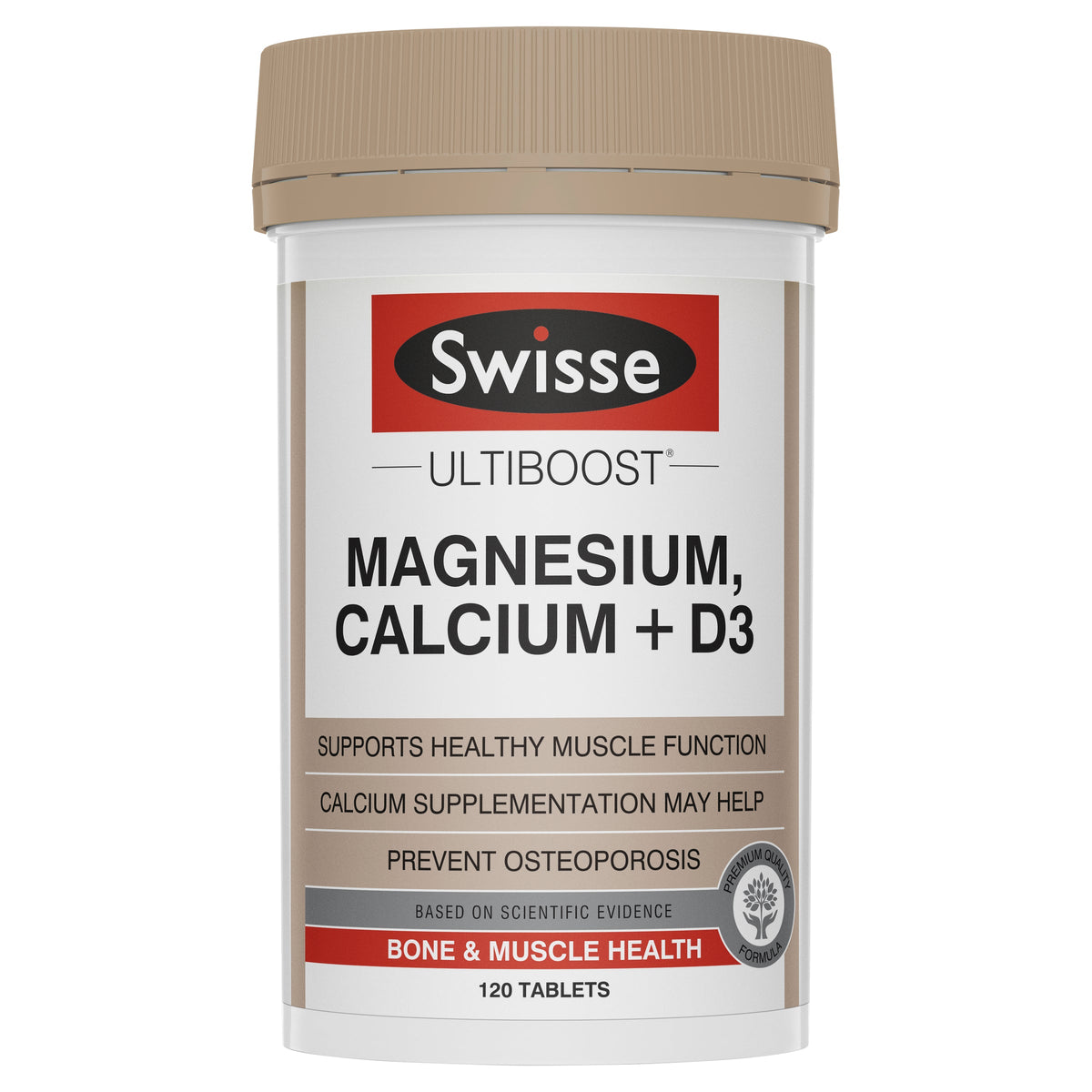 Swisse Ultiboost Magnesium, Calcium + D3 120 Tablets