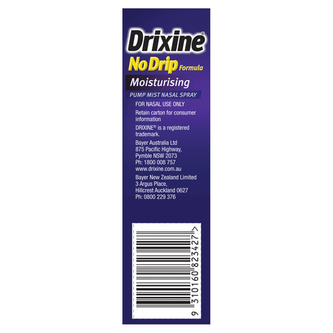 Drixine 12 Hour Relief No Drip Formula Moisturising Pump Mist Nasal Spray 15mL