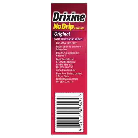 Drixine 12 Hour Relief No Drip Formula Original Pump Mist Nasal Spray 15ml