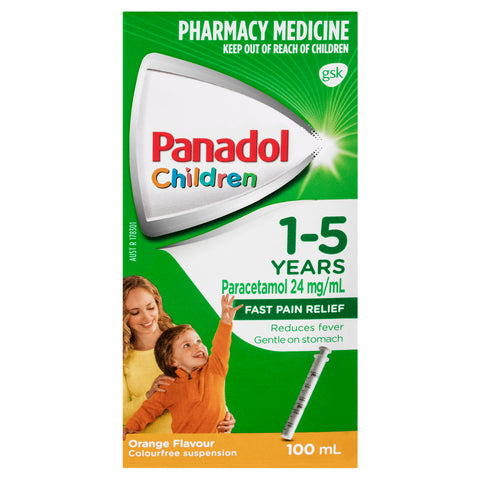 Panadol Children 1-5 years Colourfree Suspension, Orange Flavour, 100ml