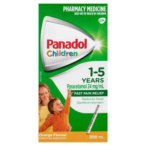 Panadol Children 1-5 years Colourfree Suspension, Orange Flavour, 200mL