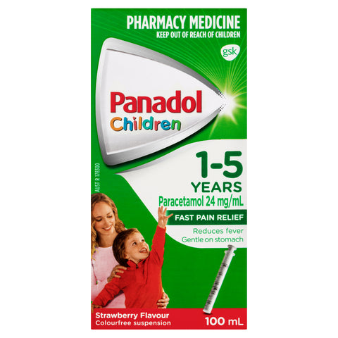 Panadol Children 1-5 years Colourfree Suspension, Strawberry Flavour, 100ml