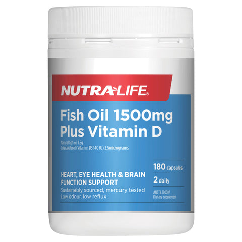 Nutra-Life Fish Oil 1500mg Plus Vitamin D 180 Capsules