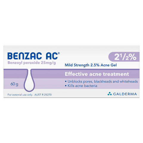 Benzac AC Mild Strength 2.5% Acne Gel 60g, Acne Treatment