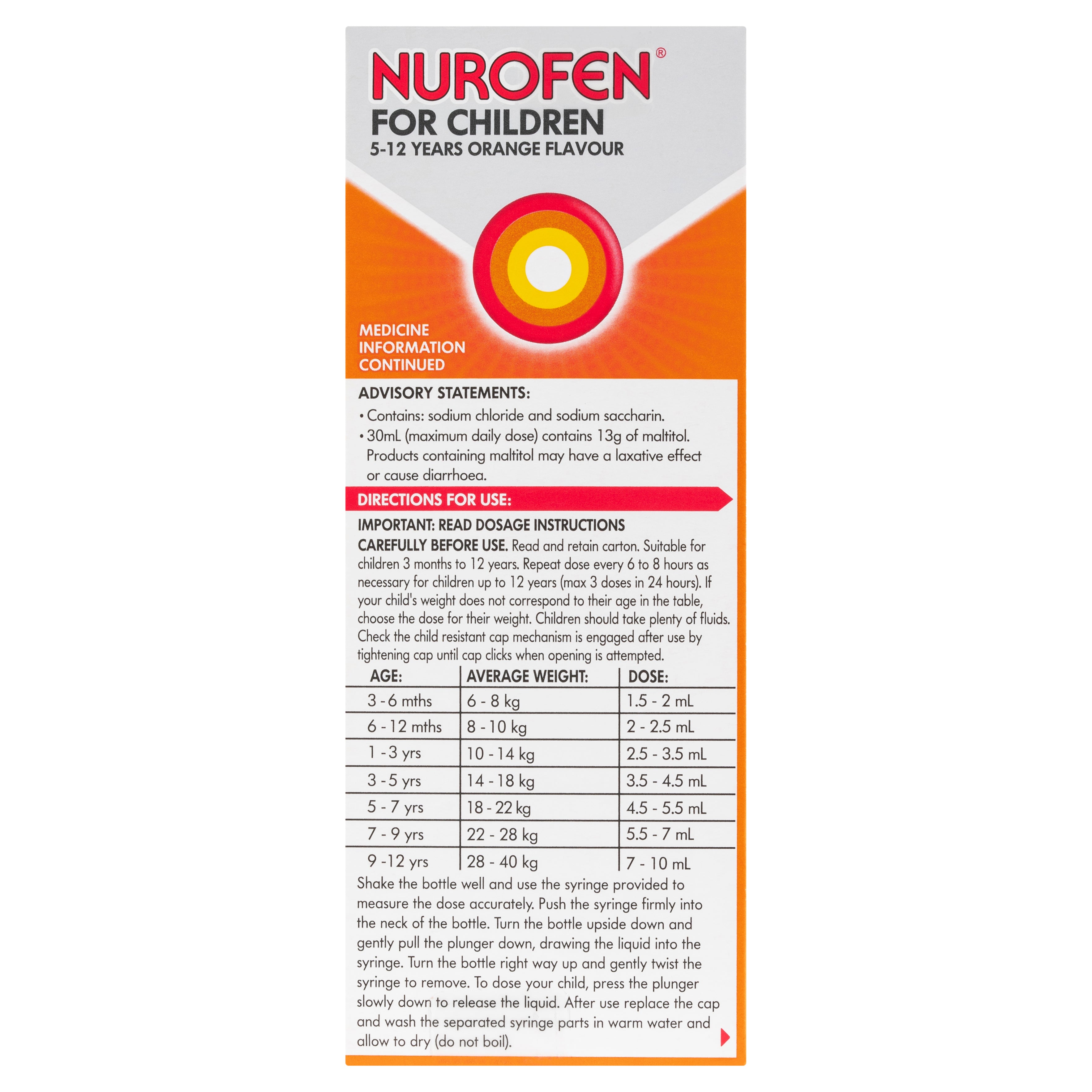 Nurofen Chld 5-12 Orng 200ml