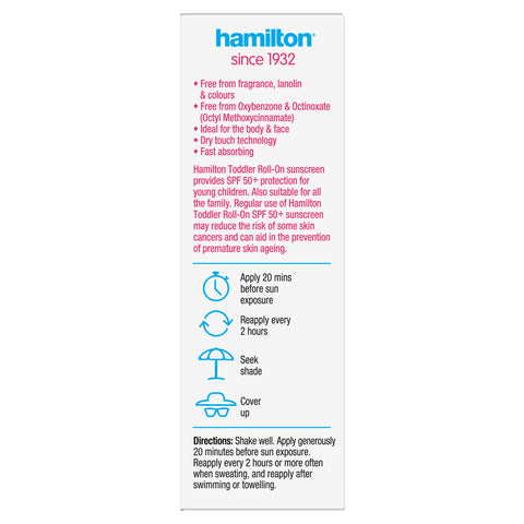 Hamilton Toddler Roll-On SPF 50+ 50mL