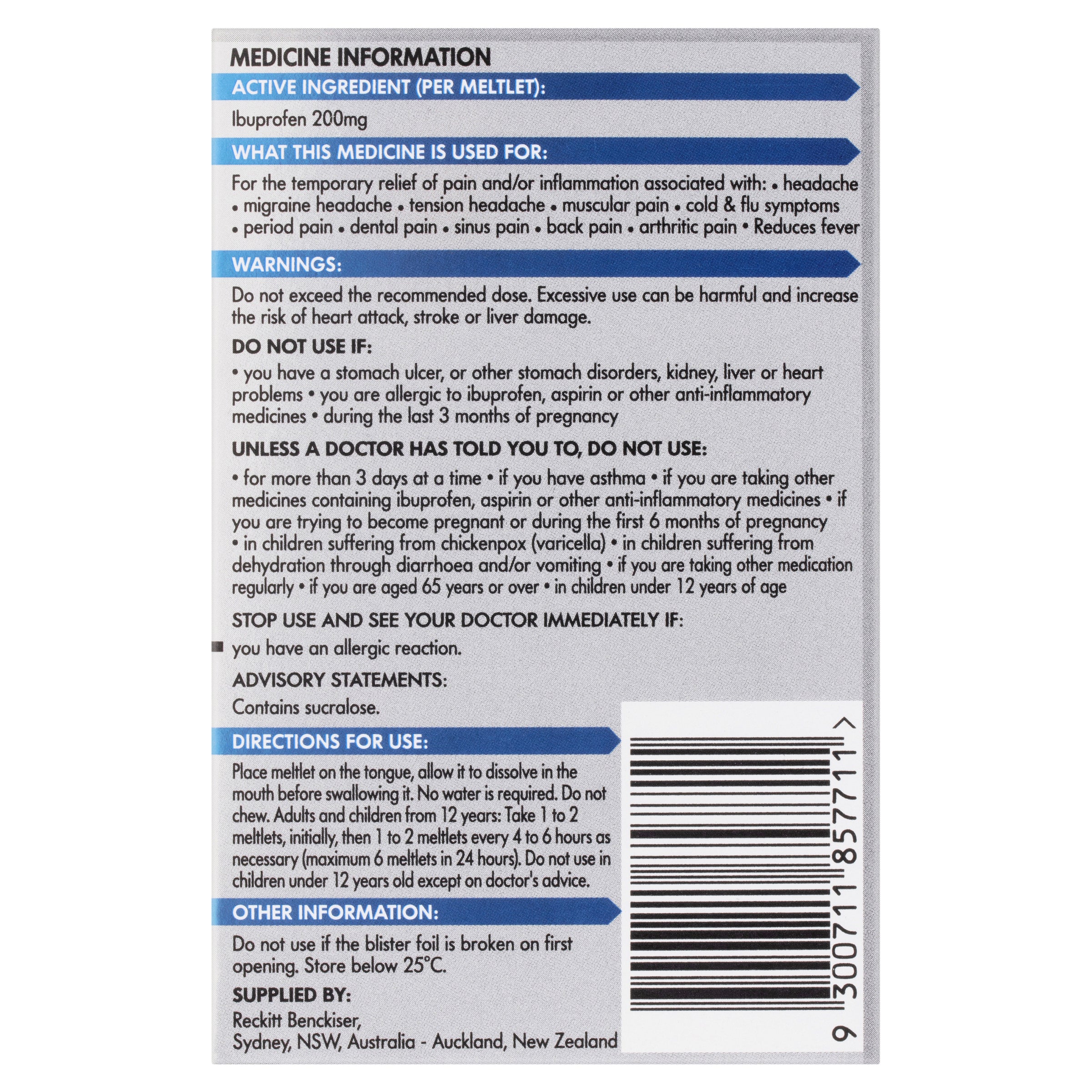 Nurofen Meltlets Bry Burst 200mg 24