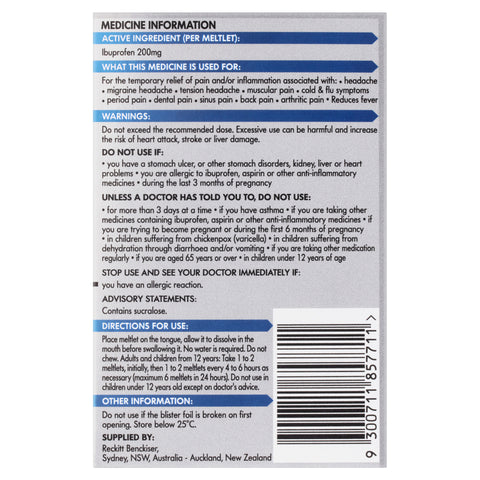 Nurofen Meltlets Bry Burst 200mg 24