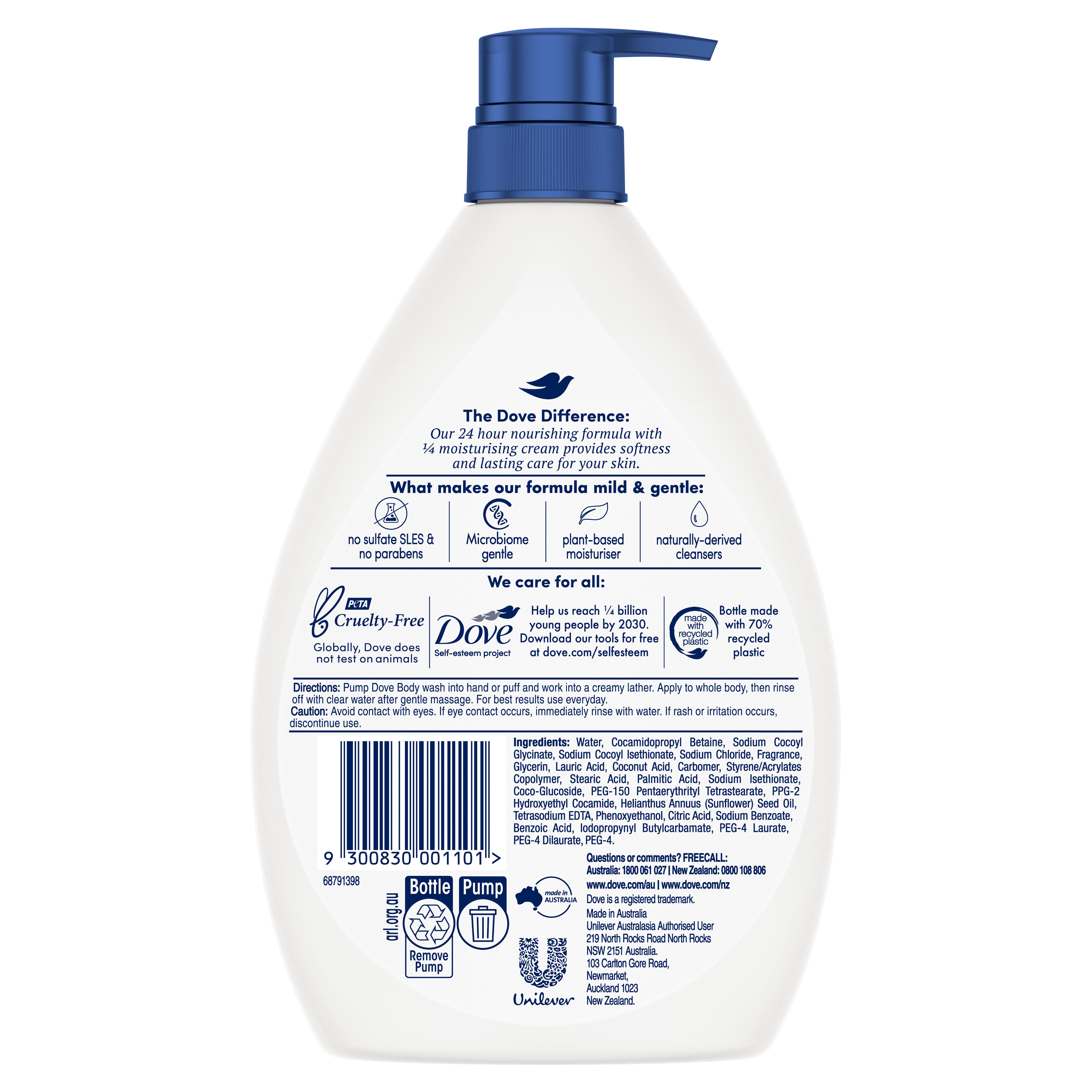 Dove BWash Trpl Moist 1Ltr