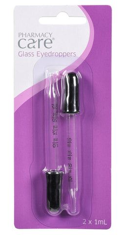 Pharmacy Care Glass Eyedroppers - 1mL 2PK