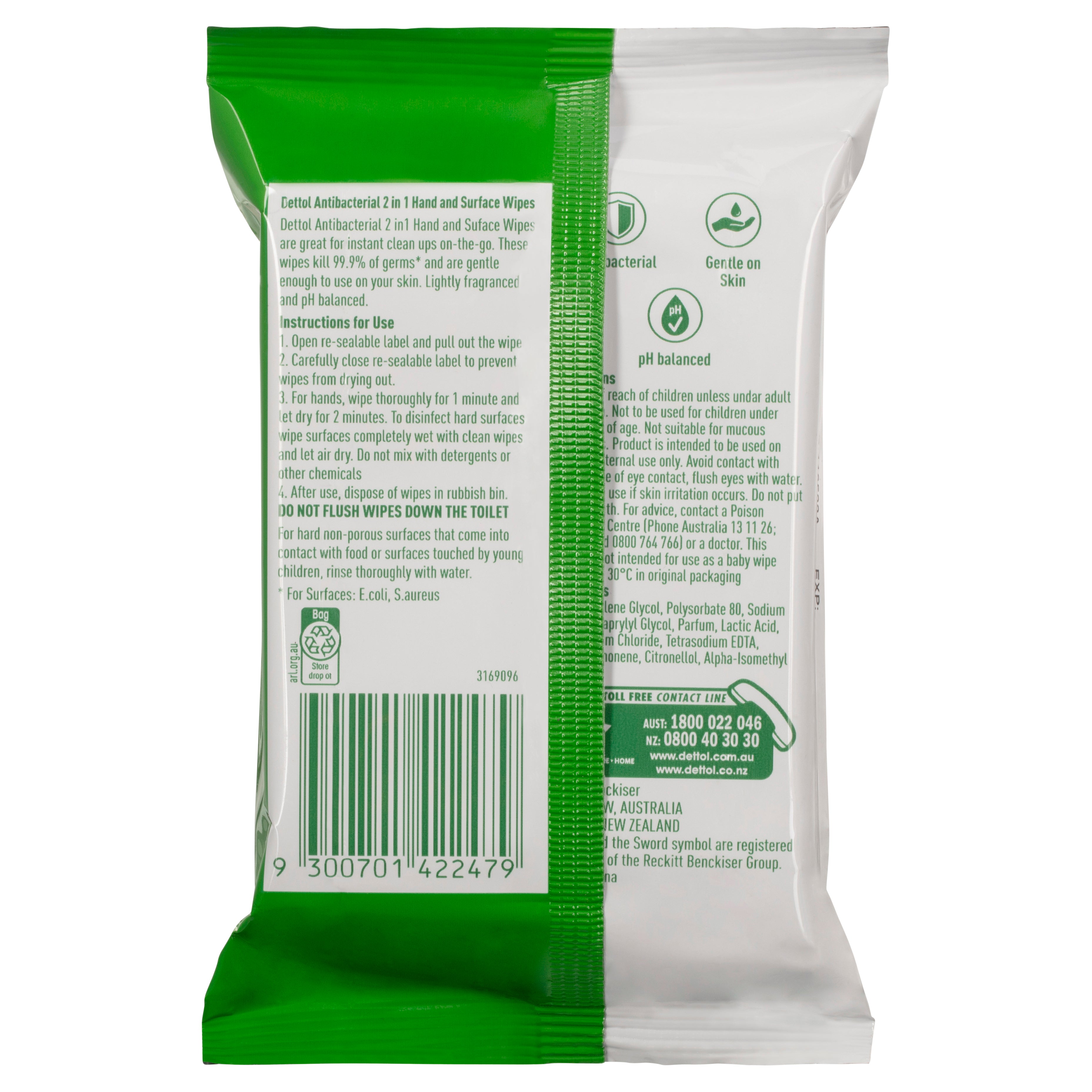 Dettol 2in1 Hnd&Surf ABac Wipes 15