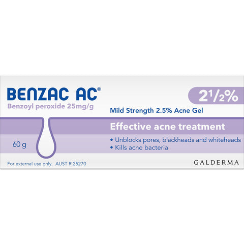 Benzac AC Mild Strength 2.5% Acne Gel 60g, Acne Treatment