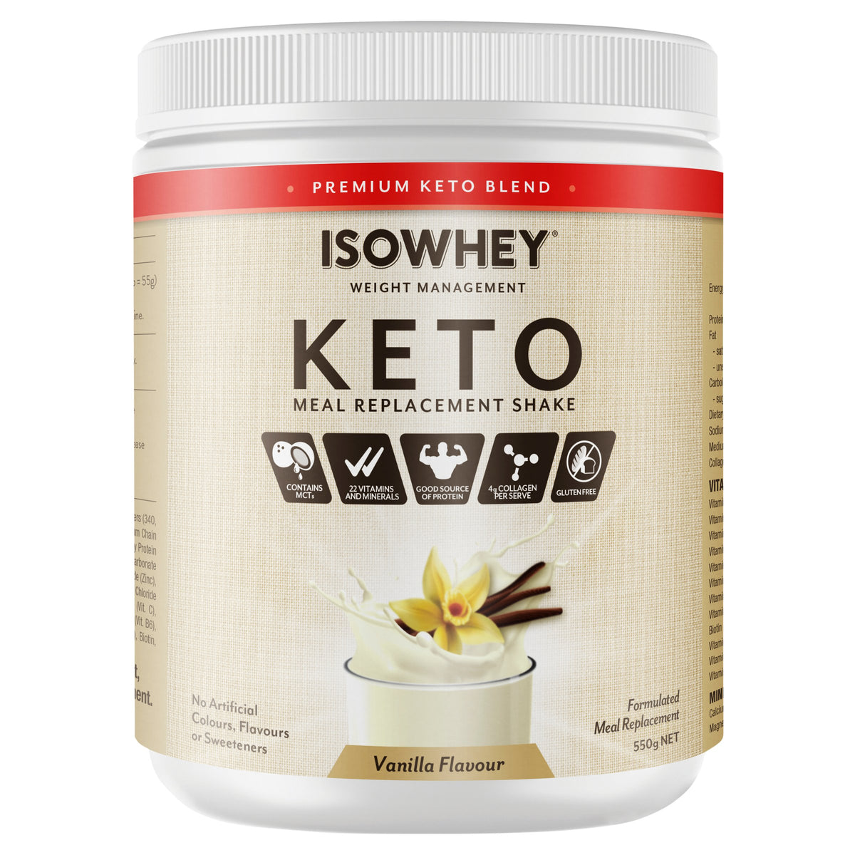 IsoWhey Keto MRep Shk Van 550g