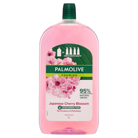 Palmolive Foaming Liquid Hand Wash Soap 1L, Japanese Cherry Blossom Refill and Save, No Parabens Phthalates and Alcohol