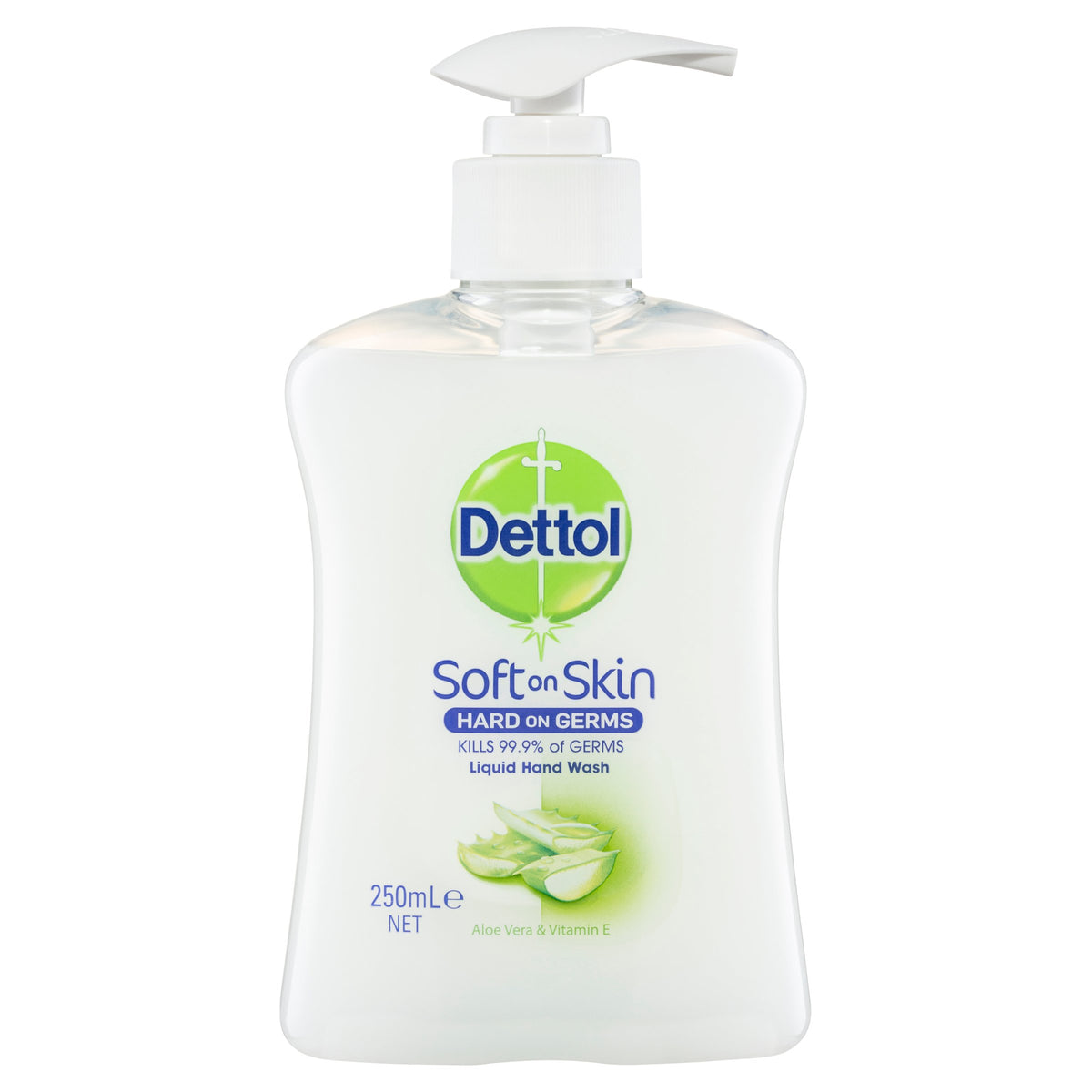 Dettol Antibacterial Liquid Hand Wash Pump Aloe Vera and Vitamin E 250mL