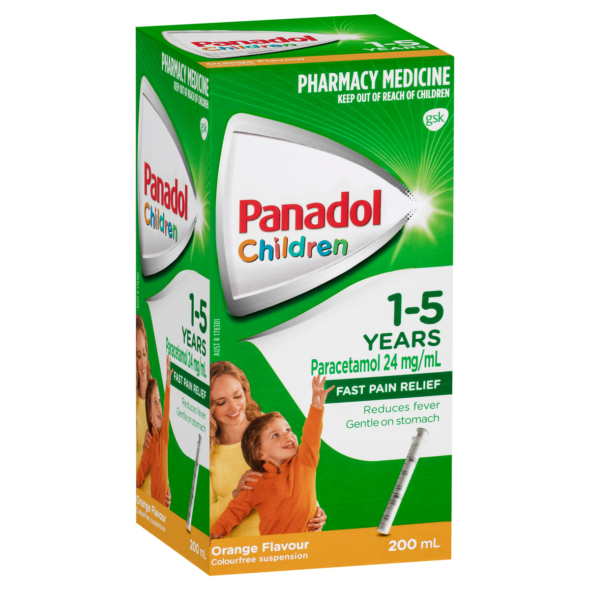 Panadol Children 1-5 years Colourfree Suspension, Orange Flavour, 200mL