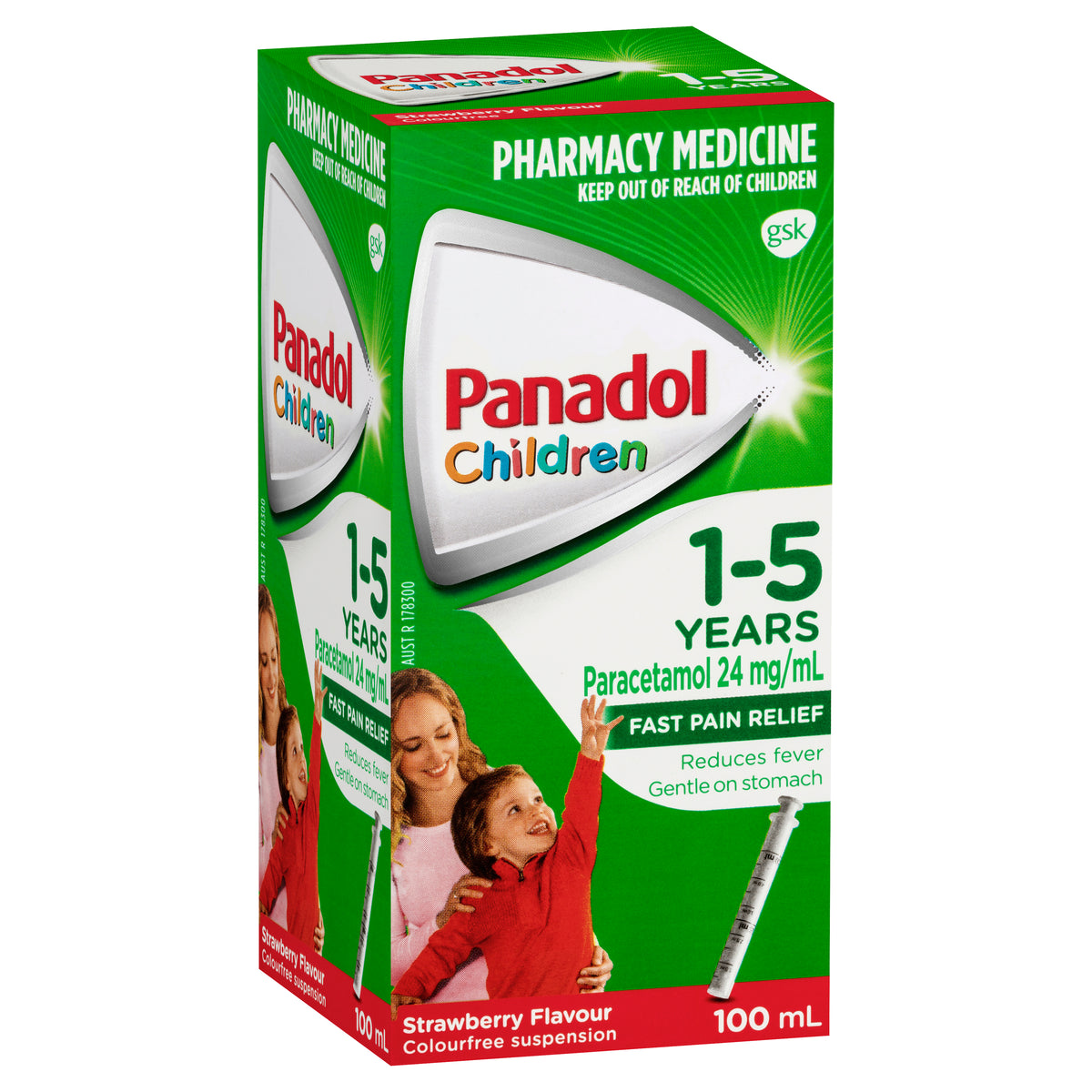 Panadol Children 1-5 years Colourfree Suspension, Strawberry Flavour, 100ml