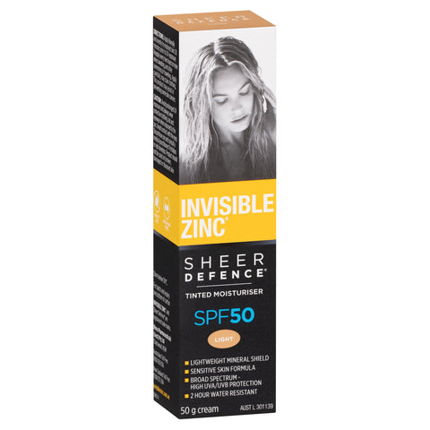 Invisible Zinc Sheer Defence Tinted Moisturiser SPF 50 Light 50g