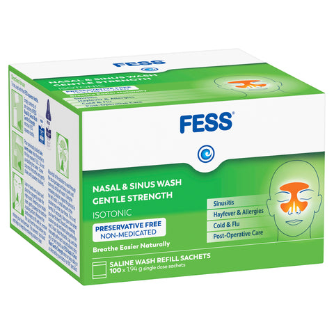 FESS Nasal & Sinus Wash Gentle Strength Refill Sachets 100 x 1.94g