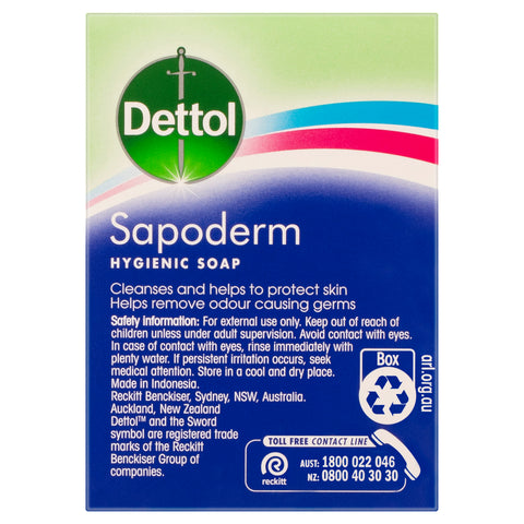 Dettol Sapoderm Hygienic Bar Soap 3 Pack 125g