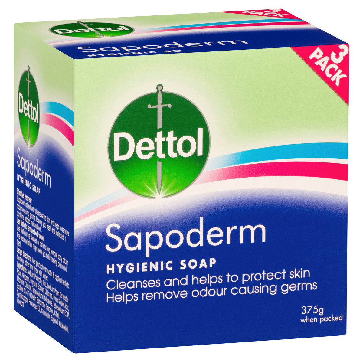 Dettol Sapoderm Hygienic Bar Soap 3 Pack 125g