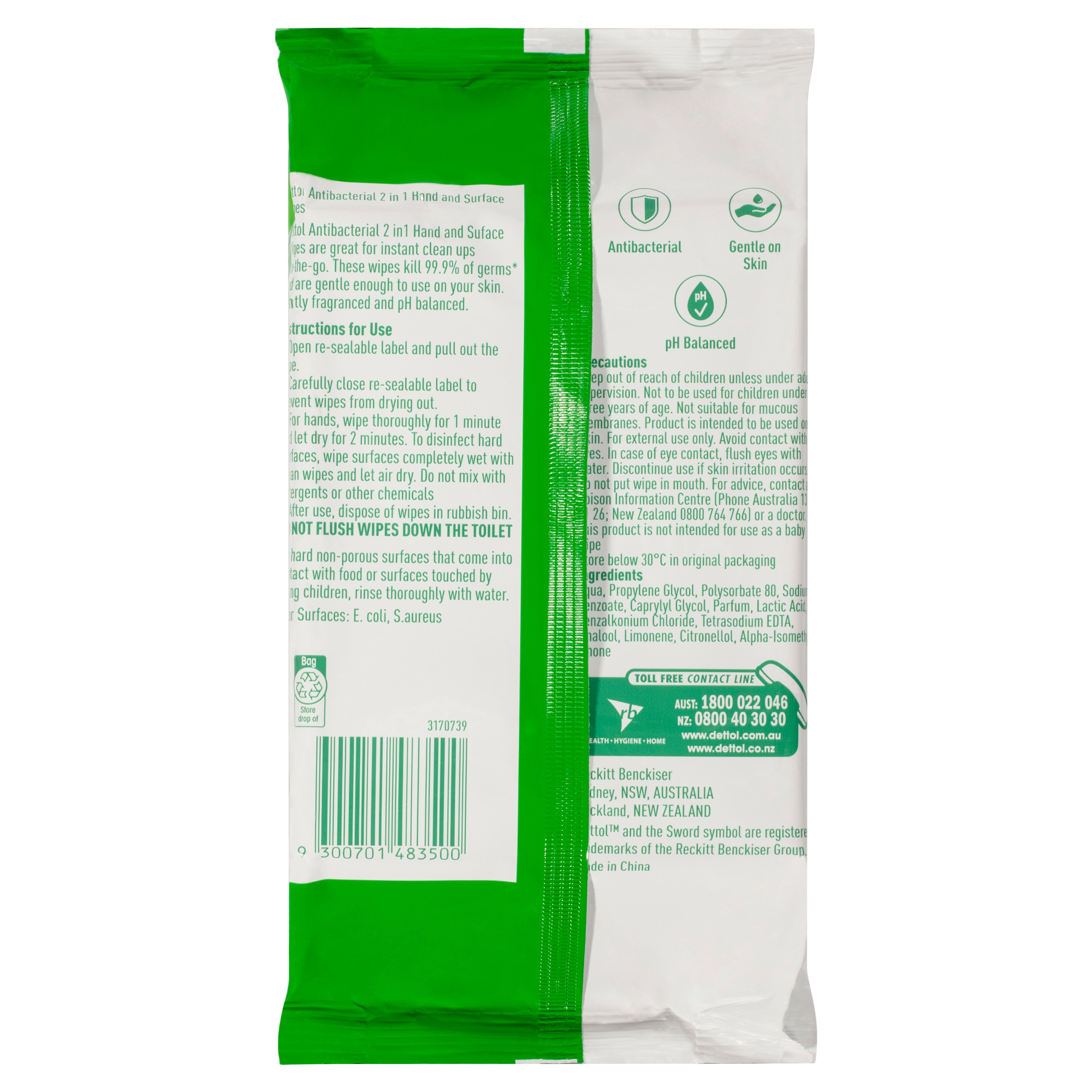 Dettol 2in1 Hnd&Surf ABac Wipes 60