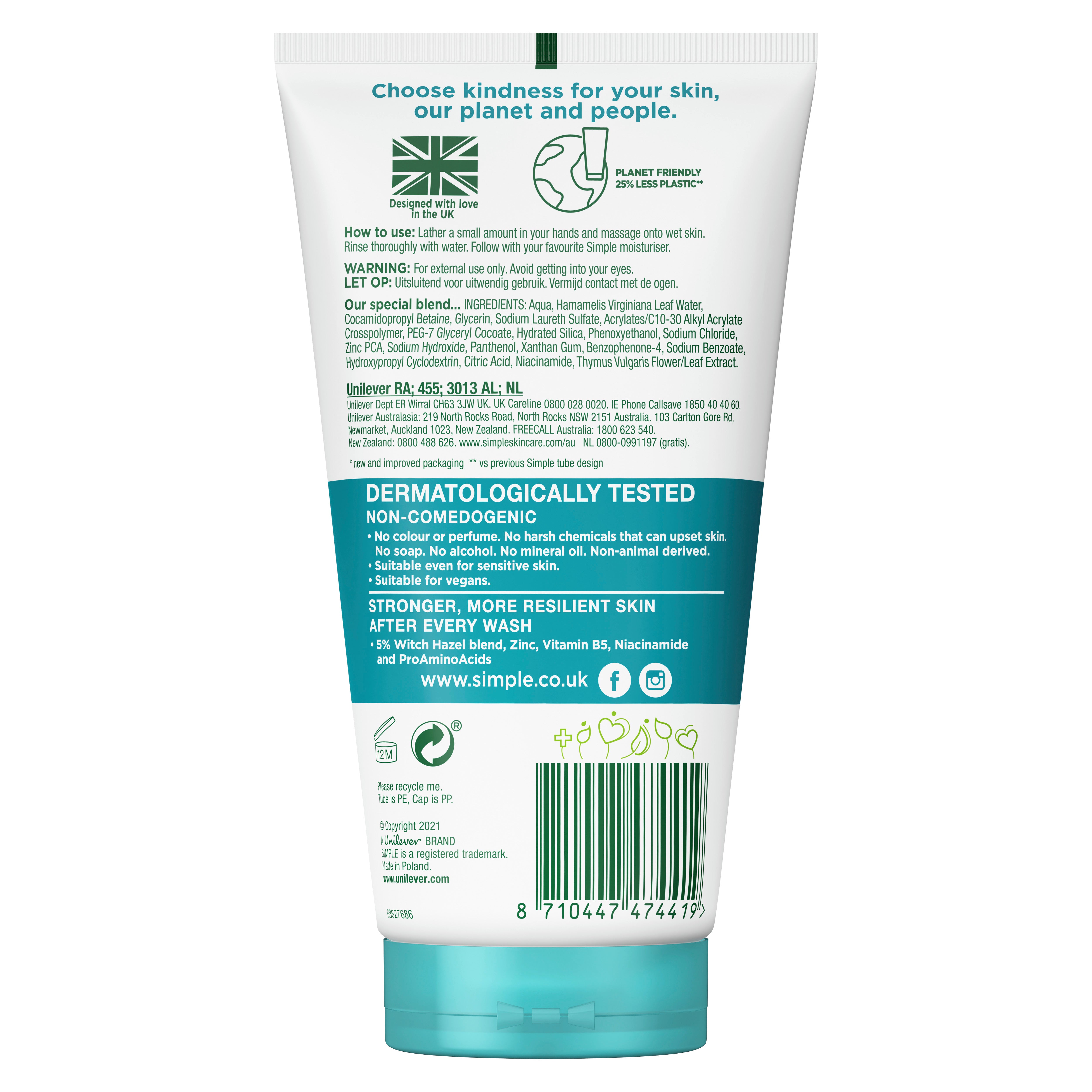 Simple KindToSkin Moist FWash 150ml