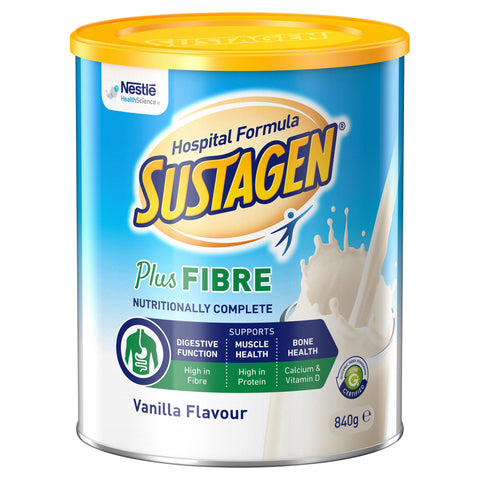 SUSTAGEN® Hospital Formula Plus Fibre Vanilla 840g Powder Nutritional Supplement