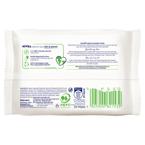 Nivea D/Es Fcl Clns Wipes Gent 25