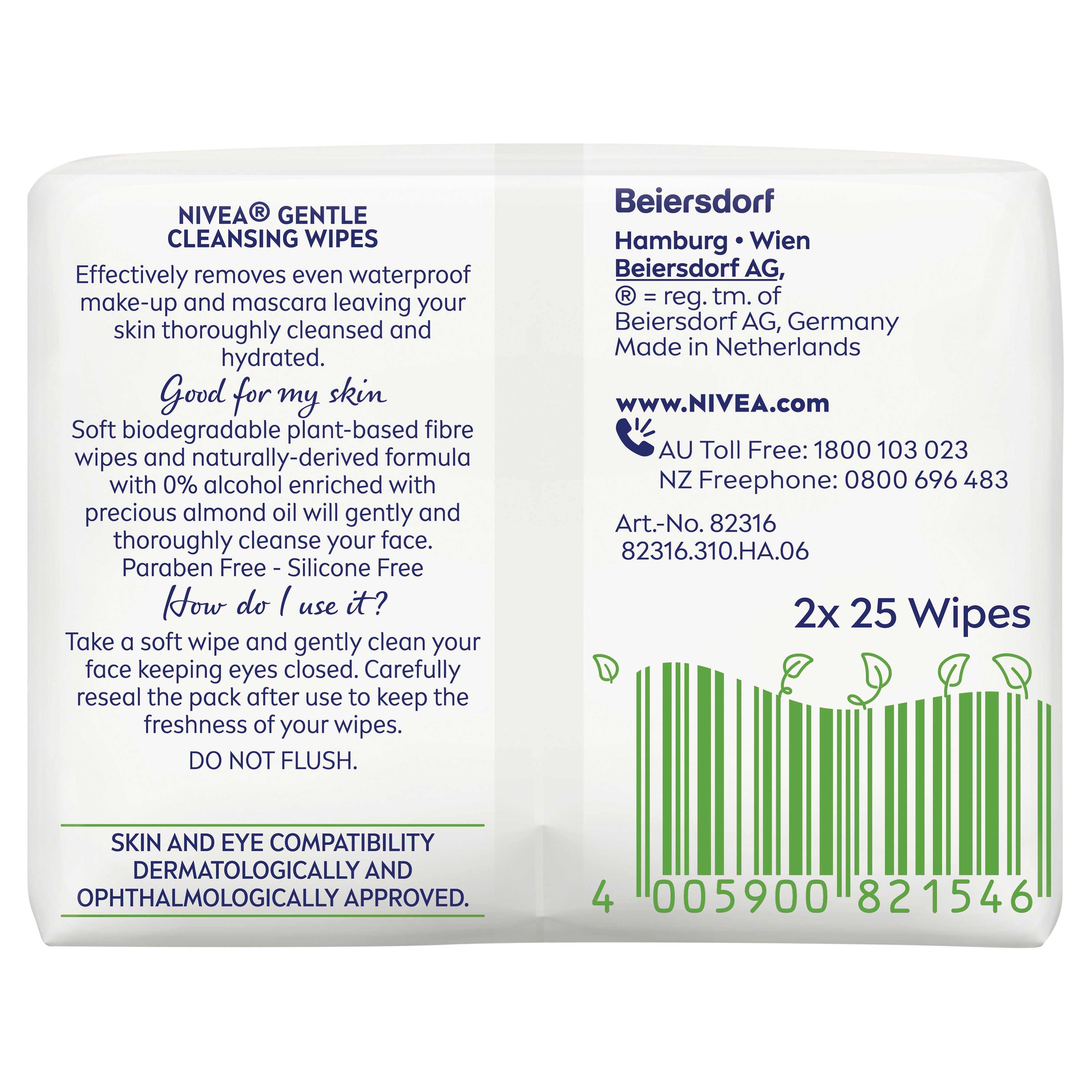 Nivea G/Clns Face Wipes TwnPk 2x25