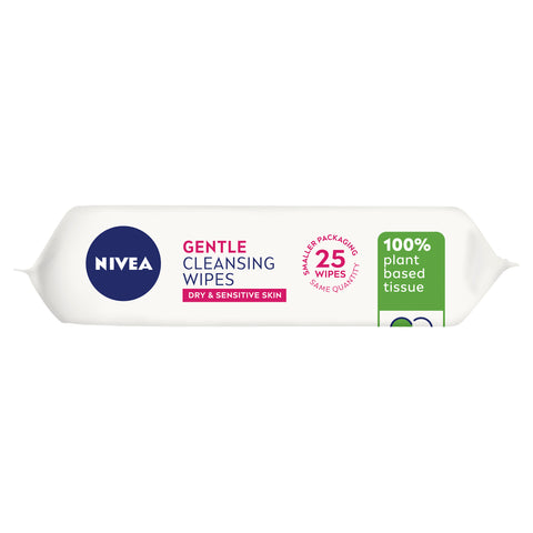 NIVEA Gentle Biodegradable Cleansing Wipes for Dry & Sensitive Skin 25 pack