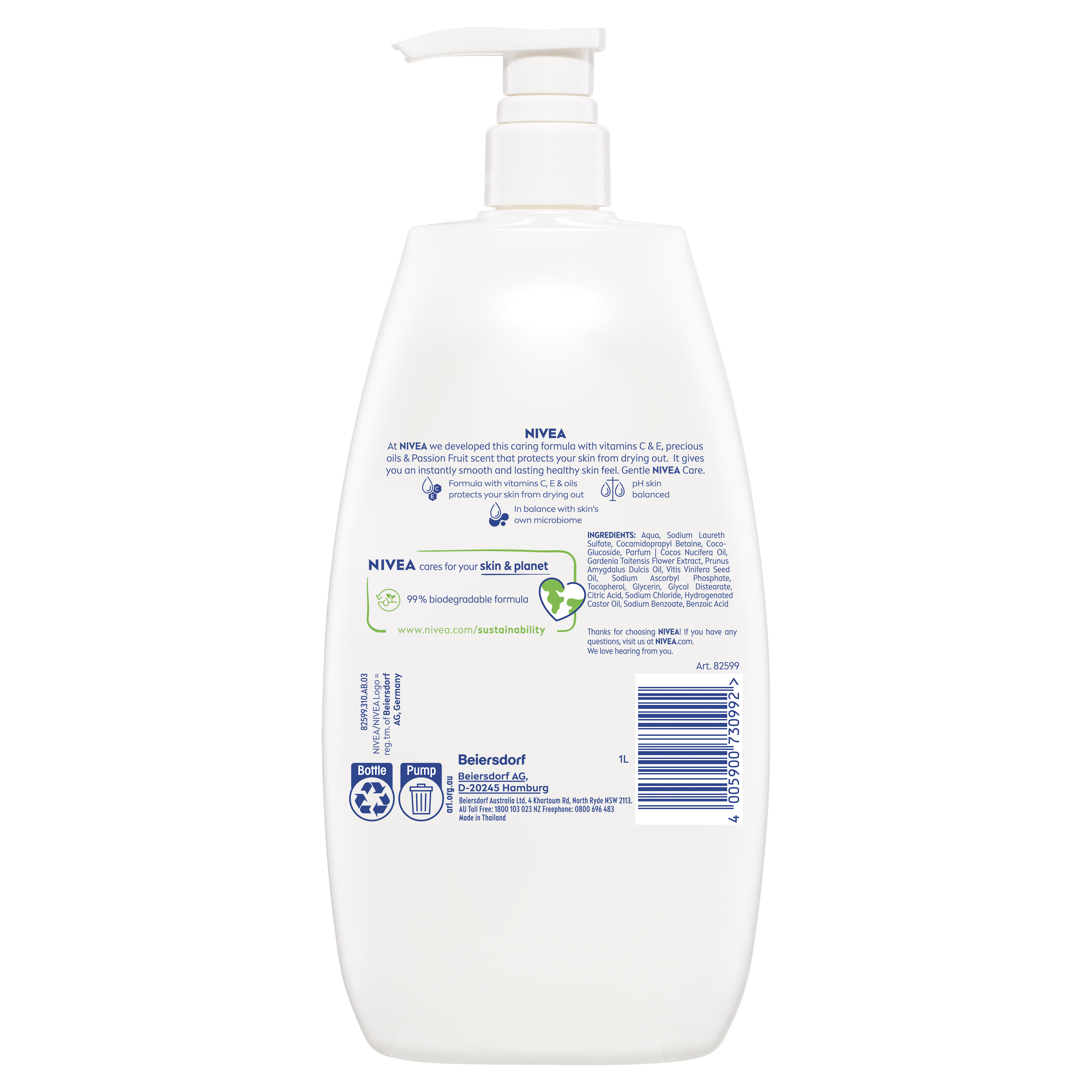 Nivea P/Frt & Monoi Oil SGel 1L