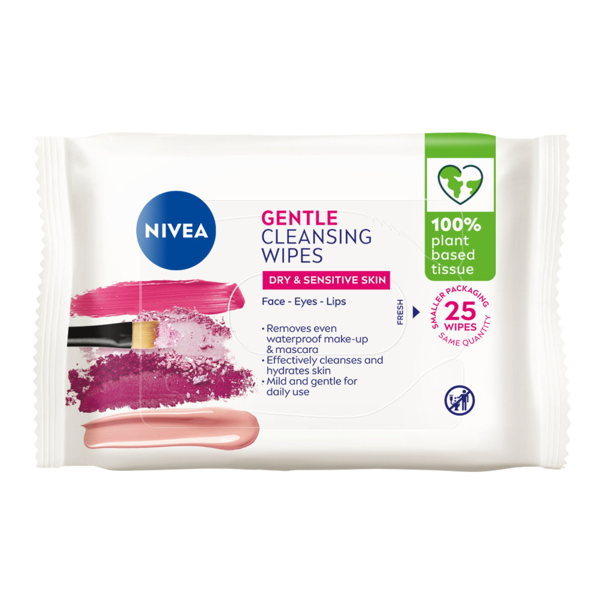 NIVEA Gentle Biodegradable Cleansing Wipes for Dry & Sensitive Skin 25 pack