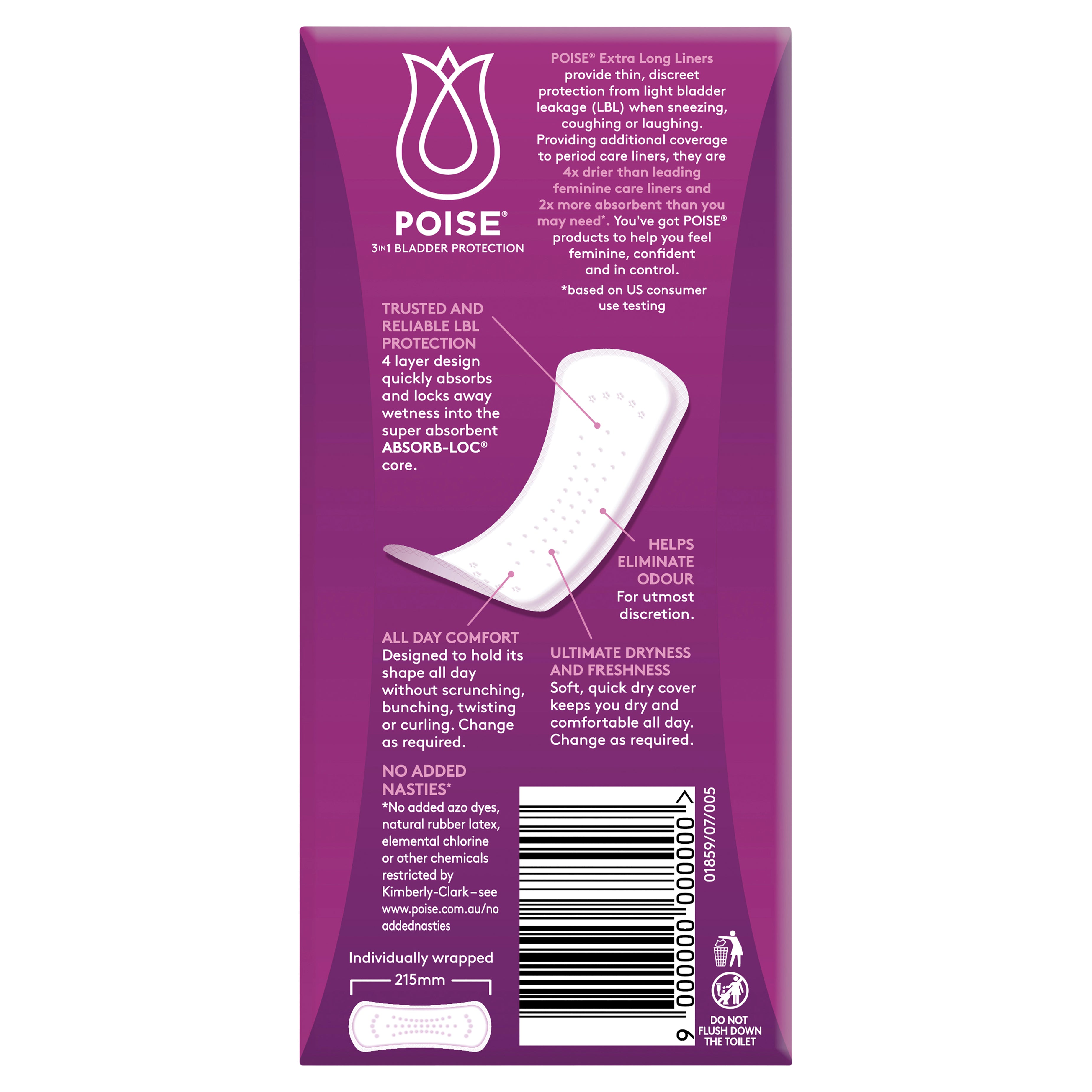 Poise Liners XLng 22 x6