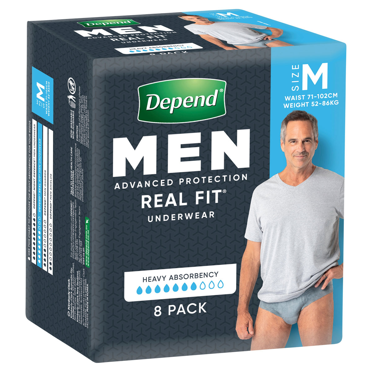 Depend Real Fit Incontinence Underwear Men Medium 8 Pack