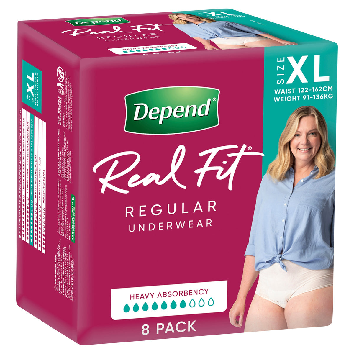 Depend Real Fit Incontinence Underwear Regular Women Extra Large 8 Pack