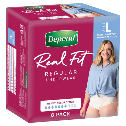 Depend Real Fit Incontinence Underwear Regular Women Large 8 Pack