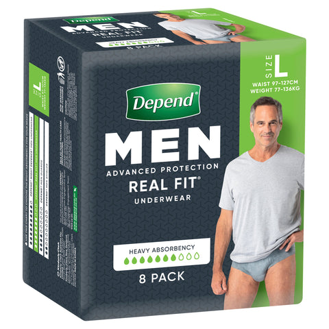 Depend Real Fit Incontinence Underwear Men Large 8 Pack