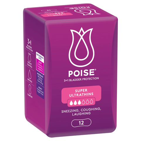 Poise Ultrathin Pads For Bladder Leaks Super 12 Pack