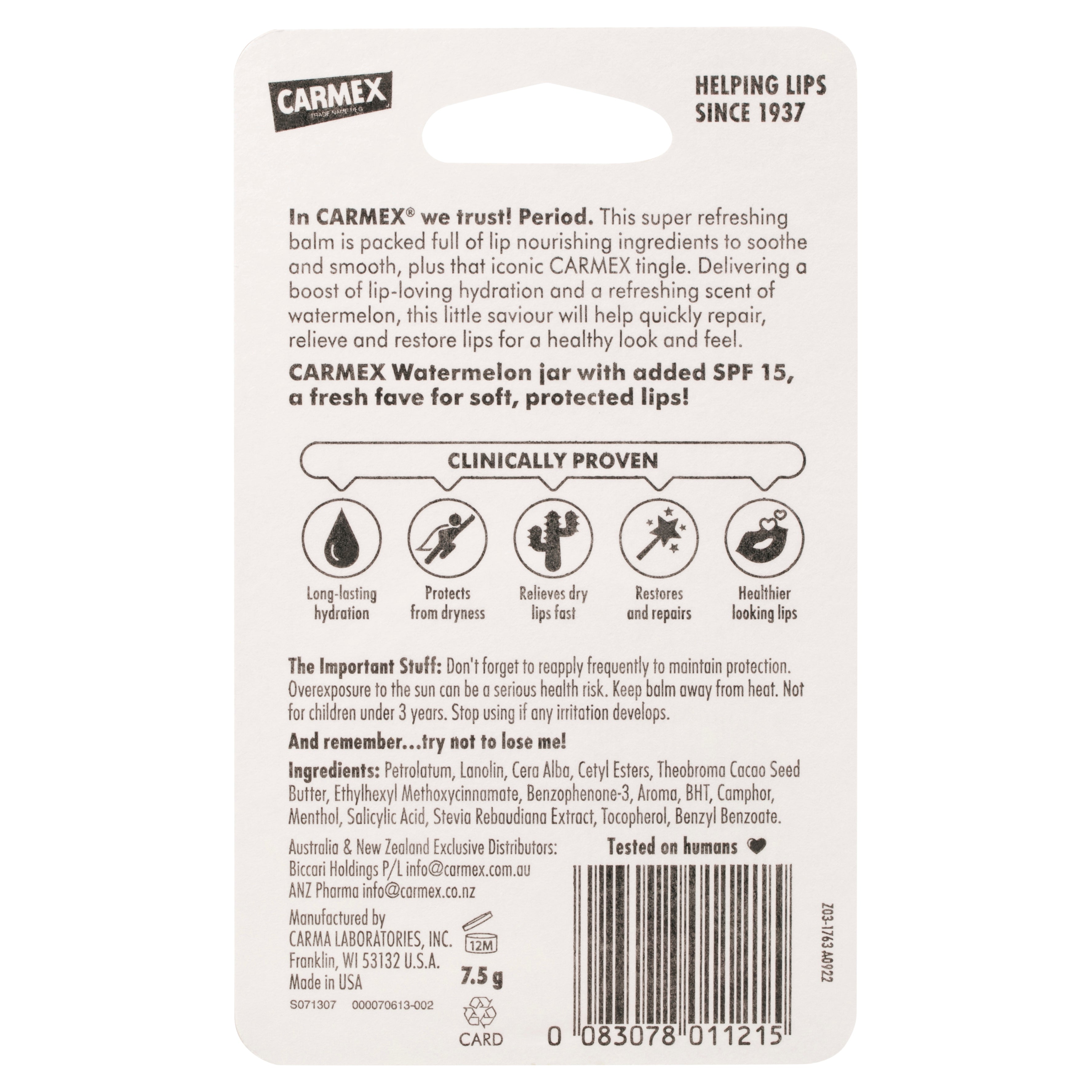 Carmex Lip Balm W/Melon Jar 7.5gx12