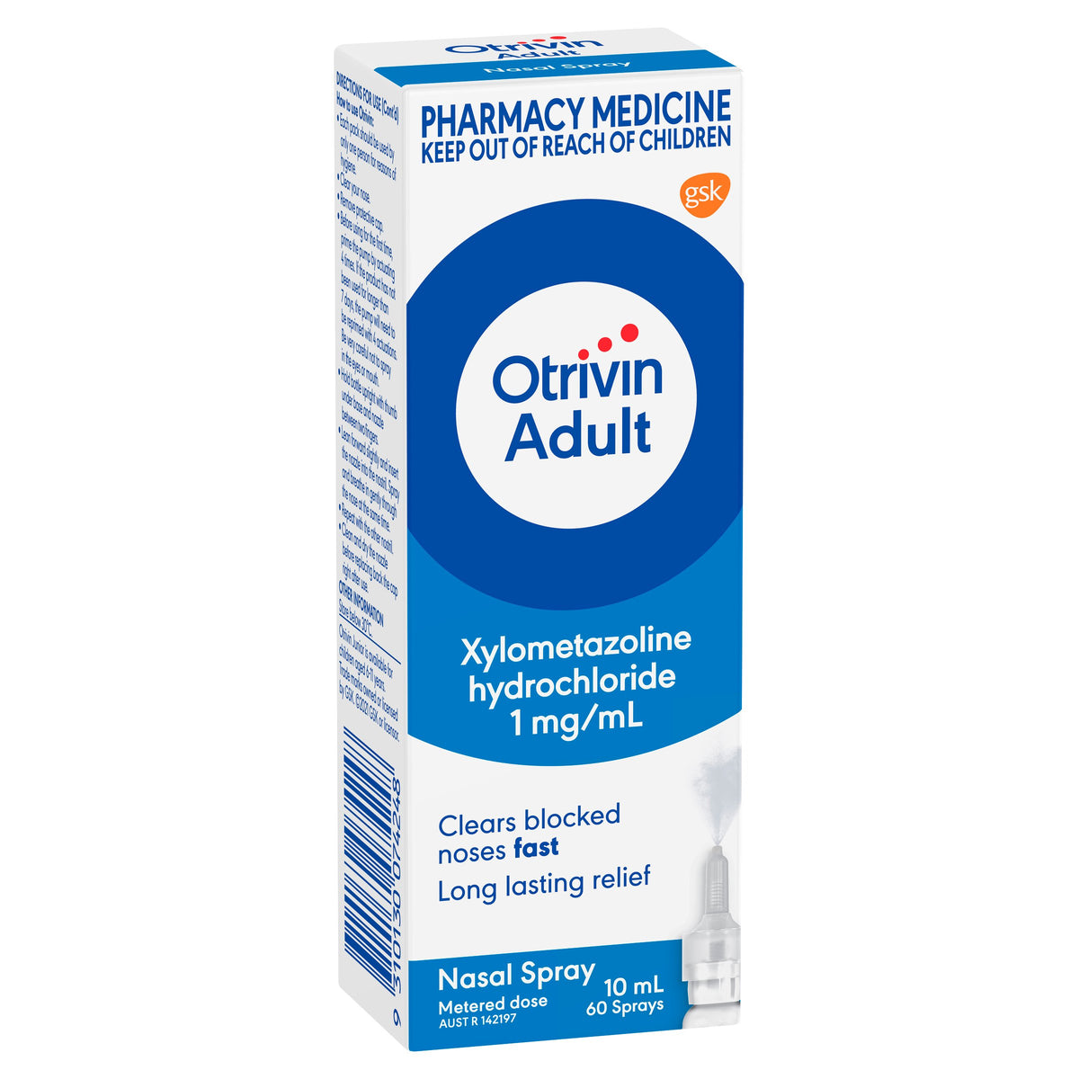 Otrivin Adult Nasal Spray, for Blocked Nose, 10mL