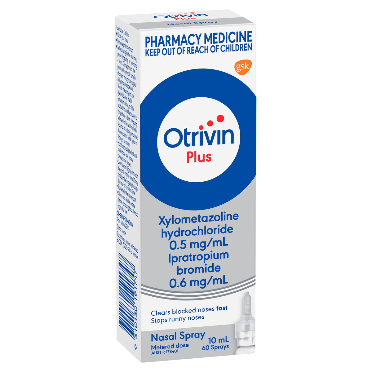 Otrivin Plus Nasal Spray, Blocked and Runny Nose, 10mL