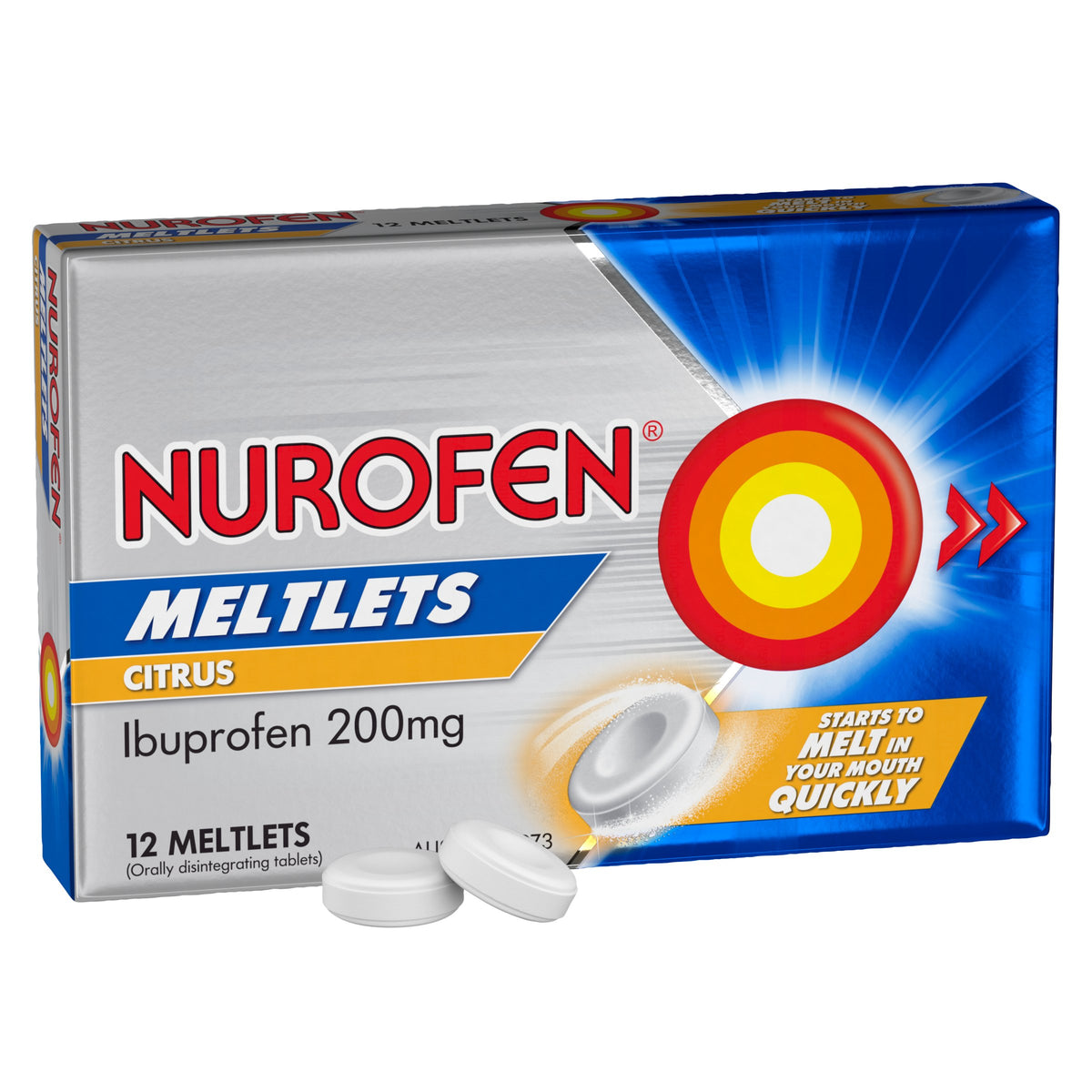 Nurofen Meltlets Pain Relief Citrus 200mg Ibuprofen 12 pack